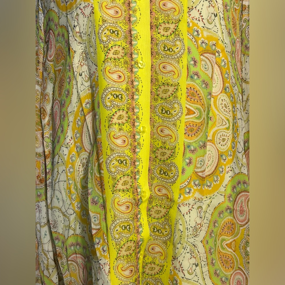 NWT ELIE TAHARI Exclusive Sheer Paisley Blouse Top Shirt Large New Designer Boho - Picture 8 of 16